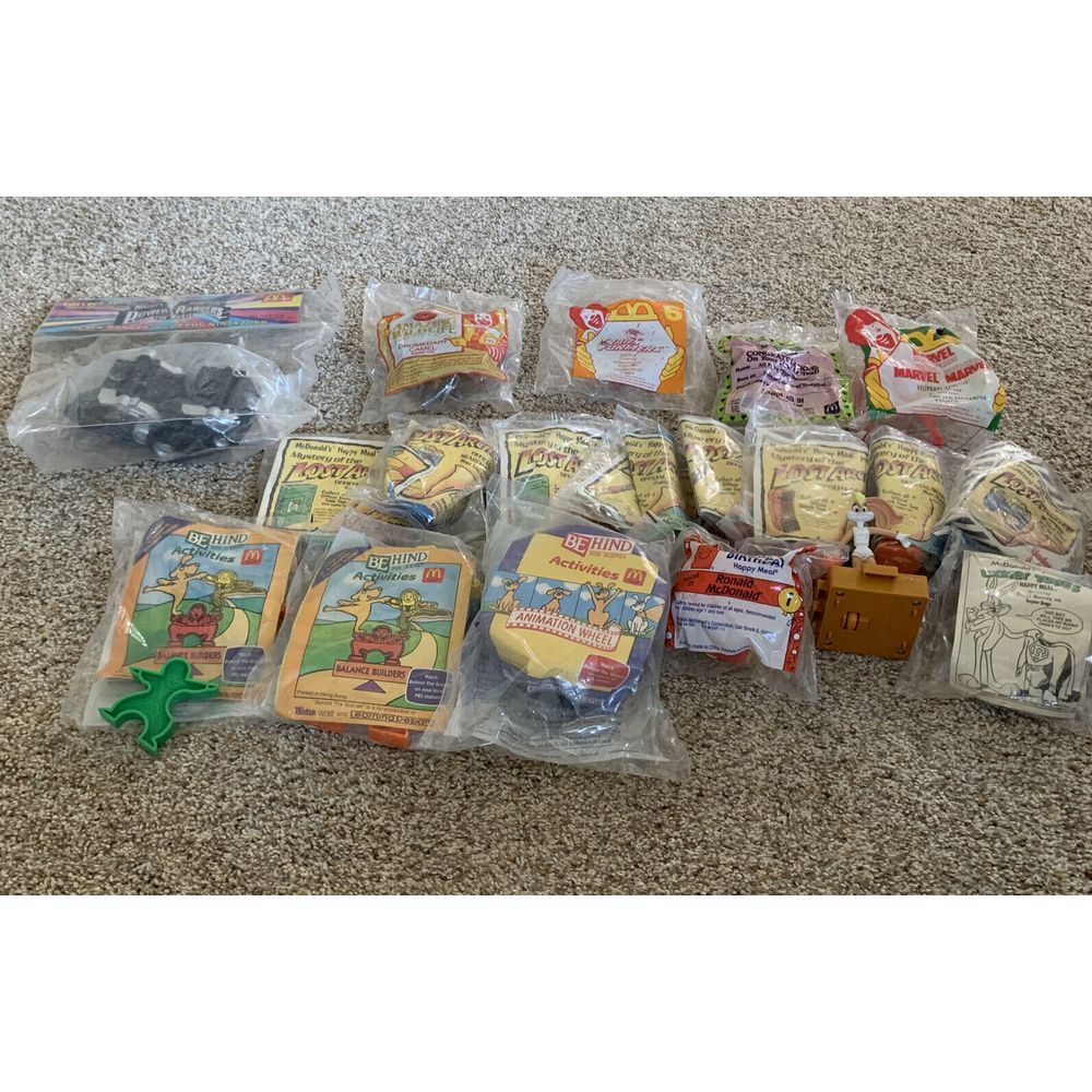 Lot of 19 Various 90s McDonald Toys Mostly Unopened!! Power Rangers, Marvel…